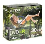 DVD-R TDK 1.4GB Mini DVD 8cm 2X SWING DESIGN 5XBOX