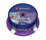 DVD+R VERBATIM AZO 4.7GB 16X Wide Inkjet Printable ID Brand SPINDLE 25SZT