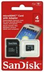 SANDISK MICRO SDHC 4GB Class 4 MOBILE + ADAPTER